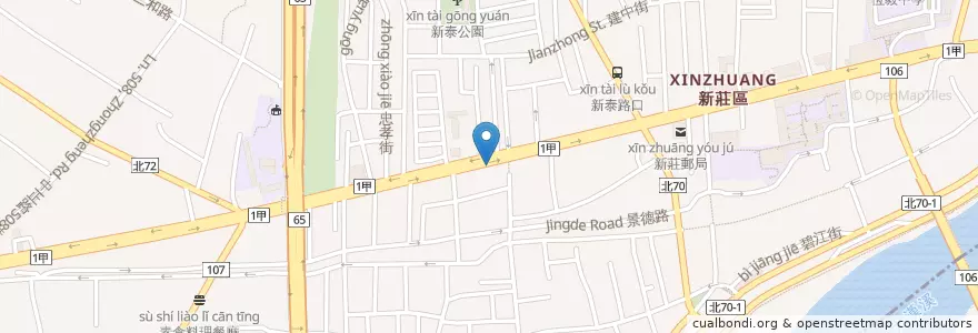 Mapa de ubicacion de 國泰世華商業銀行 en 타이완, 신베이 시, 신좡 구.