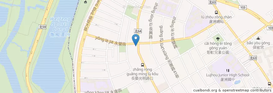 Mapa de ubicacion de 中國信託商業銀行 en 타이완, 신베이 시, 루저우 구, 우구 구.