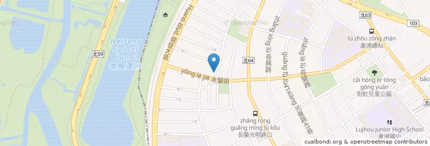 Mapa de ubicacion de 臺灣中小企業銀行 en Taïwan, Nouveau Taipei, Luzhou, Wugu.