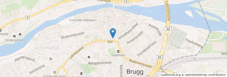Mapa de ubicacion de Rotes Haus en Schweiz, Aargau, Bezirk Brugg, Brugg.