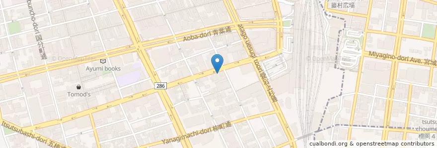 Mapa de ubicacion de Hana no Mai en Japonya, 宮城県, 仙台市, 青葉区.