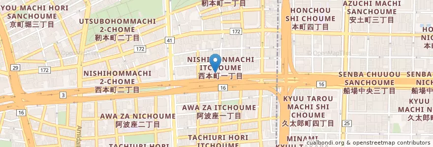 Mapa de ubicacion de 吾作どん en Japon, Préfecture D'Osaka, 大阪市, 西区.