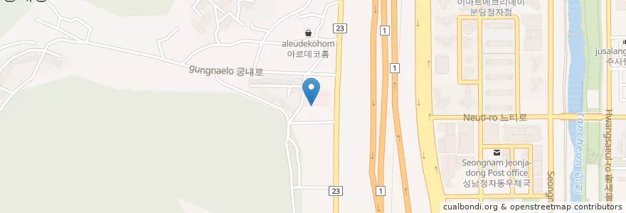 Mapa de ubicacion de 천장어직판장 en Corée Du Sud, Gyeonggi, 분당구.