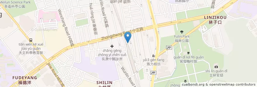 Mapa de ubicacion de 九龍小火鍋 en تایوان, 新北市, تایپه, 士林區.