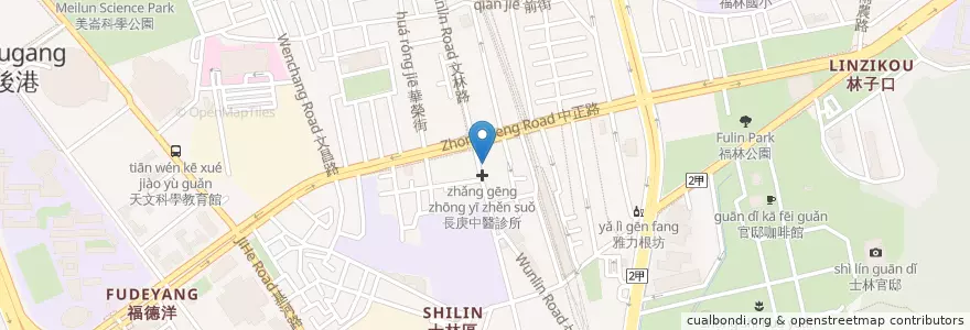 Mapa de ubicacion de 櫻五鐵板燒 en 타이완, 신베이 시, 타이베이시, 스린 구.