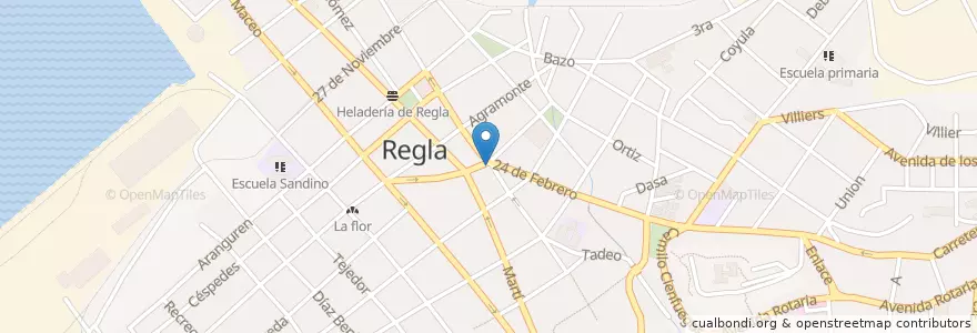 Mapa de ubicacion de Las 5 esquinas en Küba, La Habana, Regla.