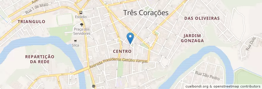 Mapa de ubicacion de Center Lanches en Brésil, Région Sud-Est, Minas Gerais, Região Geográfica Intermediária De Varginha, Microrregião Varginha, Três Corações.