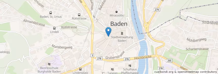 Mapa de ubicacion de Walter en Suíça, Aargau, Bezirk Baden, Baden.