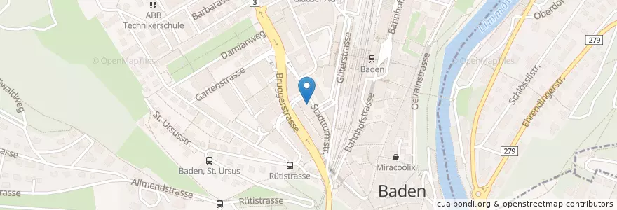 Mapa de ubicacion de Taza en Швейцария, Аргау, Bezirk Baden, Baden.