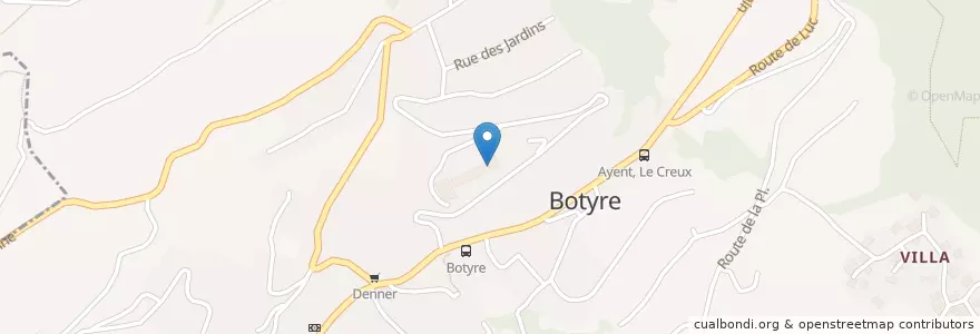 Mapa de ubicacion de Bibliothèque communale et scolaire d'Ayent en Schweiz/Suisse/Svizzera/Svizra, Valais/Wallis, Hérens, Ayent.