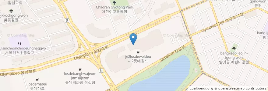 Mapa de ubicacion de P.F. Chang's en 대한민국, 서울, 송파구.