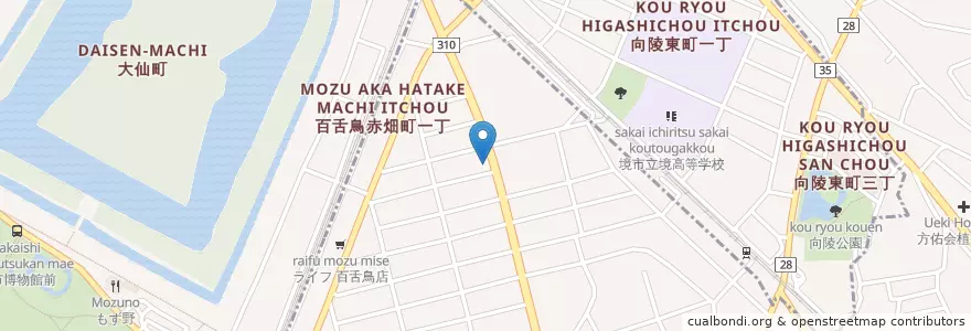 Mapa de ubicacion de Mocha Art Cafe en Япония, Осака, Сакаи, 堺区, 北区.