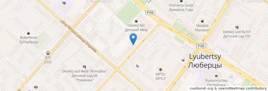 Mapa de ubicacion de Сбербанк en 俄罗斯/俄羅斯, Центральный Федеральный Округ, 莫斯科州, Городской Округ Люберцы.