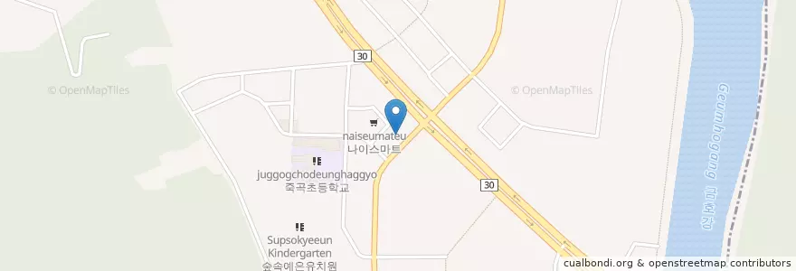 Mapa de ubicacion de 오메가약국 en کره جنوبی, دائجو, 달성군, 다사읍.