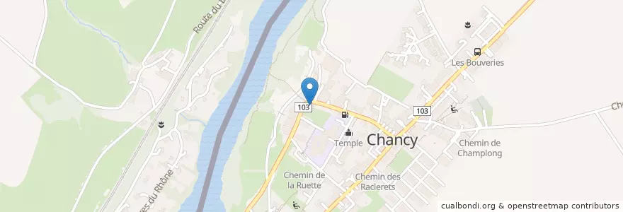 Mapa de ubicacion de Bibliothèque de Chancy en Perancis, Perancis Metropolitan, Auvergne-Rhône-Alpes, Gex, Pougny.