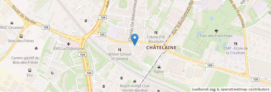 Mapa de ubicacion de Bibliothèque municipale de Châtelaine en Svizzera, Ginevra, Ginevra, Vernier.