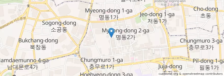 Mapa de ubicacion de Nature Kitchen en South Korea, Seoul, Jung-Gu, Myeong-Dong.