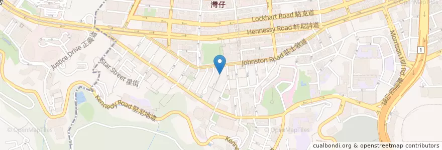 Mapa de ubicacion de 劉一手重慶火鍋 Liuyishou Chongqing Hotpot en 중국, 광둥성, 홍콩, 홍콩섬, 신제, 灣仔區 Wan Chai District.