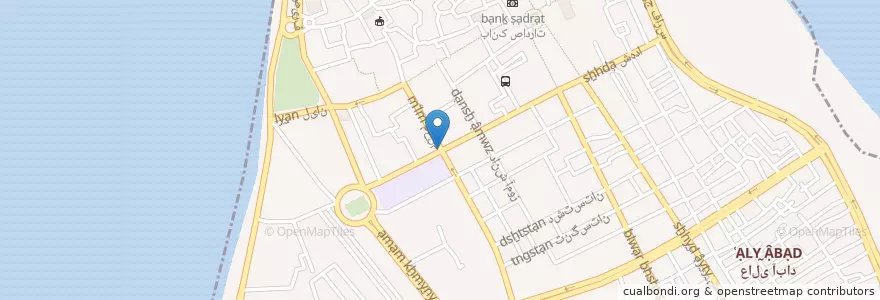 Mapa de ubicacion de رستوران آزادی en Iran, استان بوشهر, شهرستان بوشهر, بخش مرکزی شهرستان بوشهر, دهستان حومه بوشهر, Bushehr.
