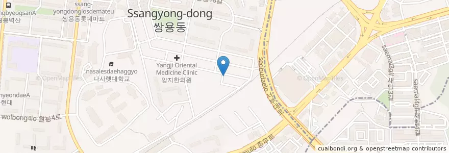 Mapa de ubicacion de 먹보네 en Zuid-Korea, Chungcheongnam-Do, 천안시, 서북구, 쌍용동.