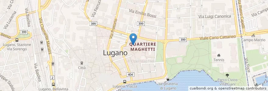 Mapa de ubicacion de Gelato -9 en 瑞士, Ticino, Distretto Di Lugano, Lugano, Circolo Di Lugano Ovest.