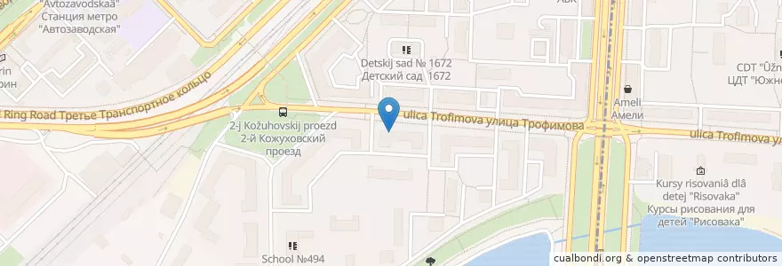 Mapa de ubicacion de Главная Аптека en روسيا, Центральный Федеральный Округ, Москва, Южный Административный Округ, Даниловский Район.