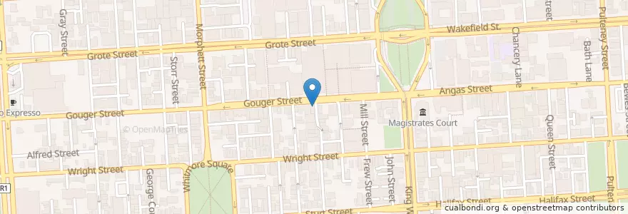 Mapa de ubicacion de Guzman Y Gomez en Австралия, Южная Австралия, Adelaide, Adelaide City Council.