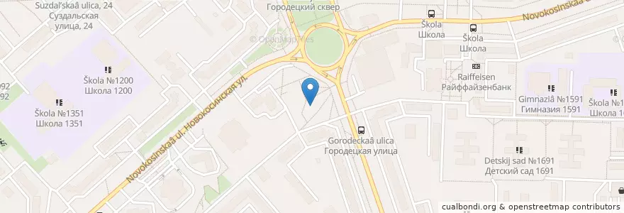 Mapa de ubicacion de Московское кино en Rusland, Centraal Federaal District, Moskou, Восточный Административный Округ, Район Новокосино.