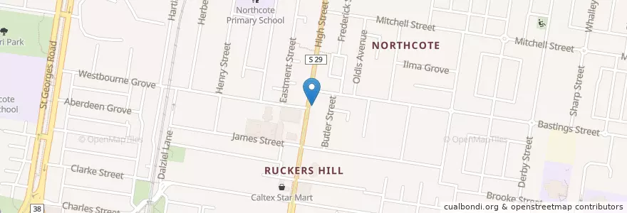 Mapa de ubicacion de The Open Studio en Avustralya, Victoria, City Of Darebin.