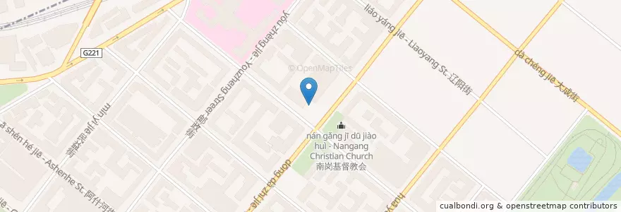 Mapa de ubicacion de 医大一院 en الصين, هيلونغجيانغ, 南岗区, 荣市街道办事处.