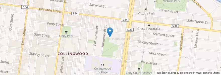 Mapa de ubicacion de Second Chance cycles en Australien, Victoria, City Of Yarra.