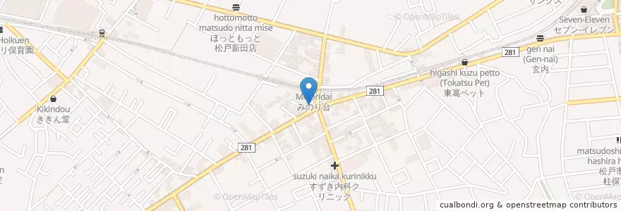 Mapa de ubicacion de 気楽屋 en Japonya, 千葉県, 松戸市.