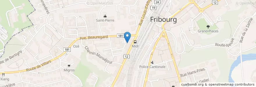 Mapa de ubicacion de Bibliothèque interculturelle "LivrEchange" de Fribourg en スイス, Fribourg/Freiburg, District De La Sarine, Fribourg - Freiburg.