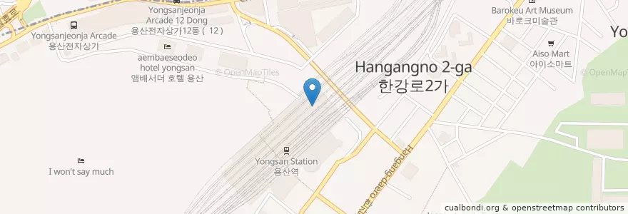 Mapa de ubicacion de CGV 용산 en Güney Kore, Seul, 용산구, 한강로동.