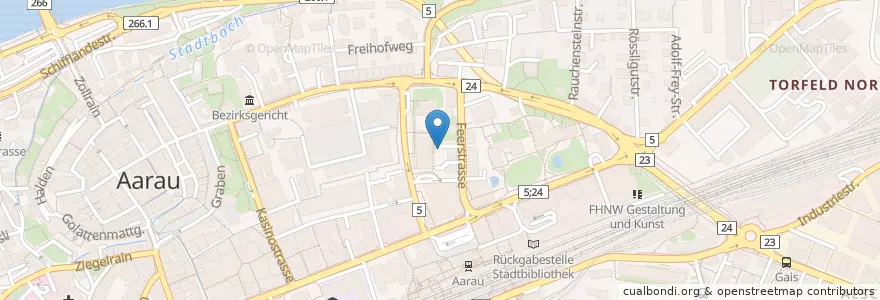 Mapa de ubicacion de Mobility Feerstrasse en Schweiz, Aargau, Bezirk Aarau, Aarau.
