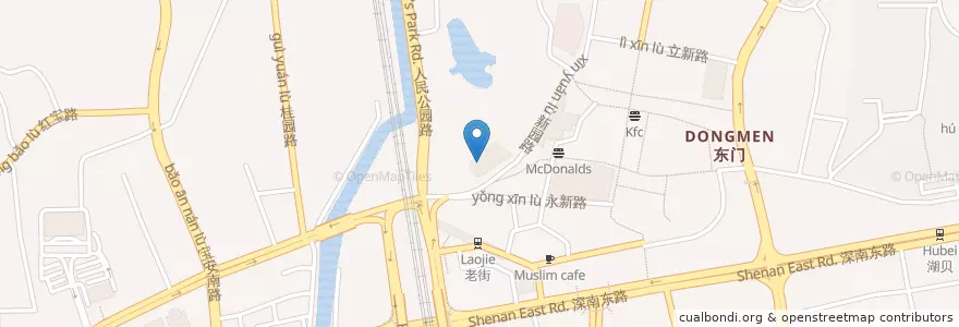 Mapa de ubicacion de 木屋燒烤 en 中国, 广东省, 深圳市, 罗湖区, 东门街道.