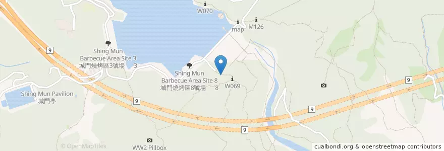 Mapa de ubicacion de 城門燒烤區9號場 Shing Mun Barbecue Area Site 9 en China, Guangdong, Hong Kong, Wilayah Baru, 葵青區 Kwai Tsing District.