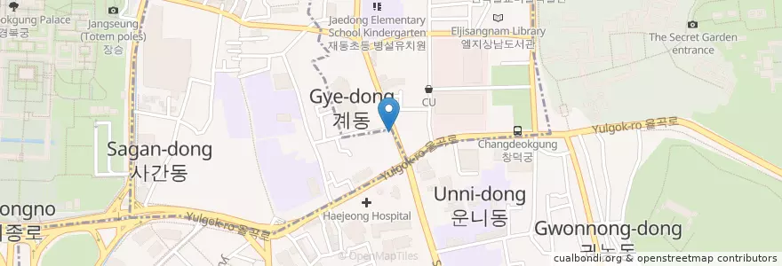 Mapa de ubicacion de Starbucks en Coreia Do Sul, Seul, 종로구, 가회동, 삼청동, 종로1·2·3·4가동.