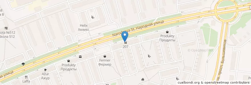Mapa de ubicacion de 207 en Russia, Northwestern Federal District, Leningrad Oblast, Saint Petersburg, Nevsky District, Народный Округ.