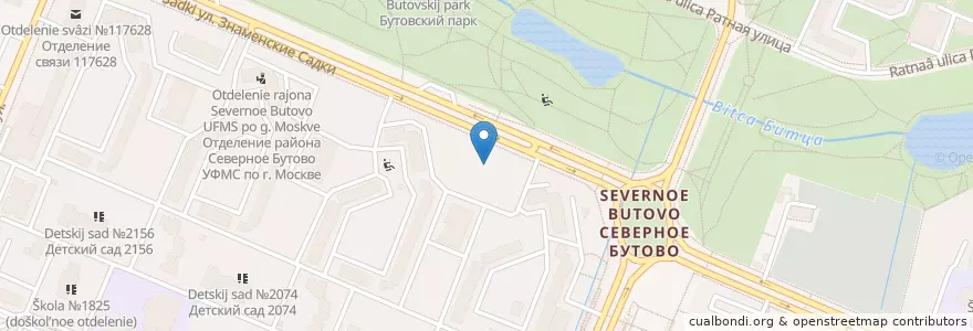 Mapa de ubicacion de BDD PUB en Russia, Central Federal District, Moscow, South-Western Administrative Okrug, Severnoye Butovo District.
