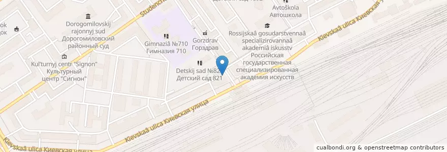 Mapa de ubicacion de Scarface Lounge Studencheskaya en روسيا, Центральный Федеральный Округ, Москва, Западный Административный Округ, Район Дорогомилово.