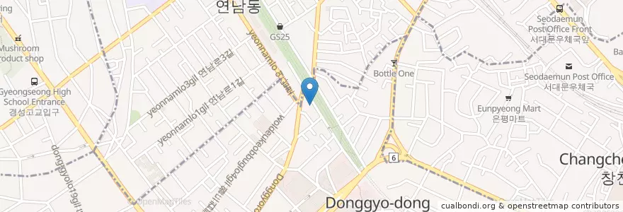 Mapa de ubicacion de Yunnam Texas BBQ en Güney Kore, Seul, 마포구, 서교동.