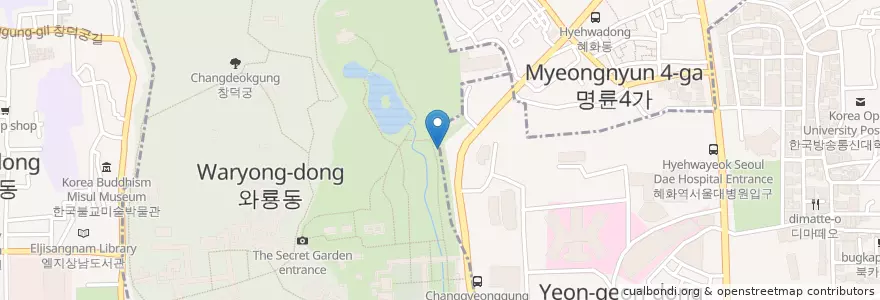 Mapa de ubicacion de 창경궁 화장실 en 대한민국, 서울, 종로구, 종로1·2·3·4가동.