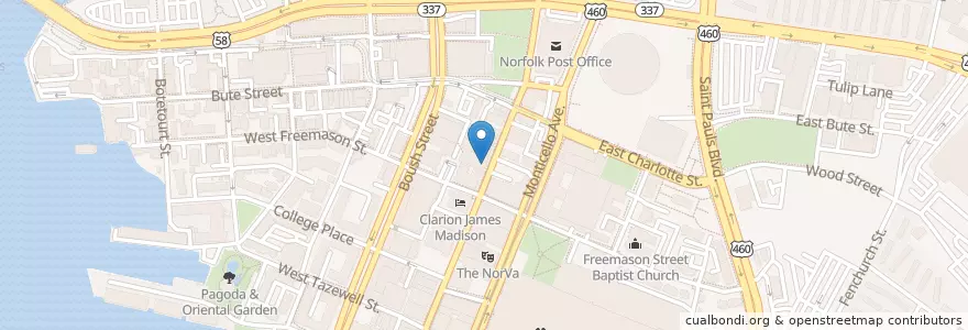 Mapa de ubicacion de Plaza Azteca en Amerika Syarikat, Virginia, Norfolk.
