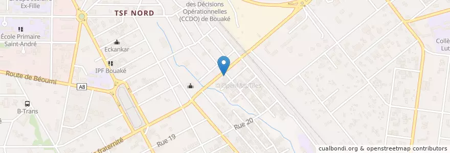 Mapa de ubicacion de Maquis blues studios en Côte D’Ivoire, Vallée Du Bandama, Gbêkê.