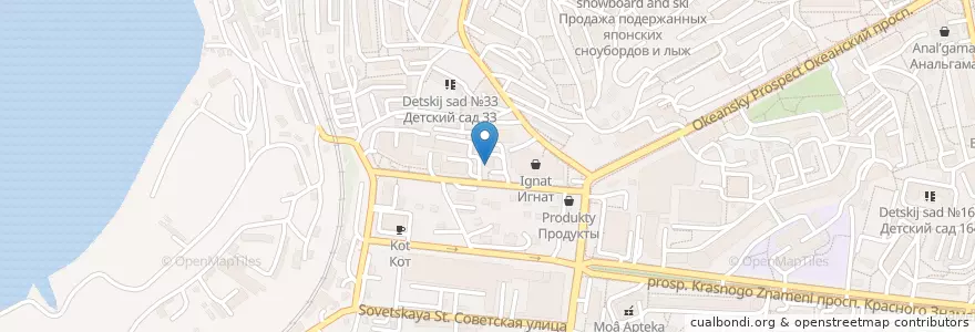 Mapa de ubicacion de Port Cafe en Russie, District Fédéral Extrême-Oriental, Kraï Du Primorie, Владивостокский Городской Округ.
