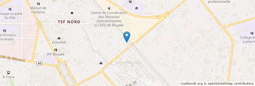 Mapa de ubicacion de Boulevard des stars en Côte D’Ivoire, Vallée Du Bandama, Gbêkê.