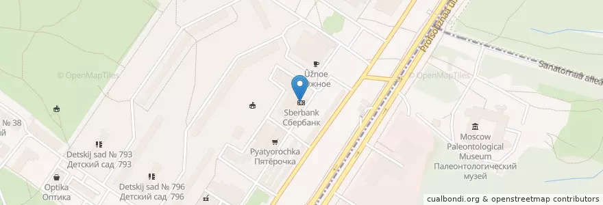 Mapa de ubicacion de Сбербанк en Rússia, Distrito Federal Central, Москва, Юго-Западный Административный Округ.