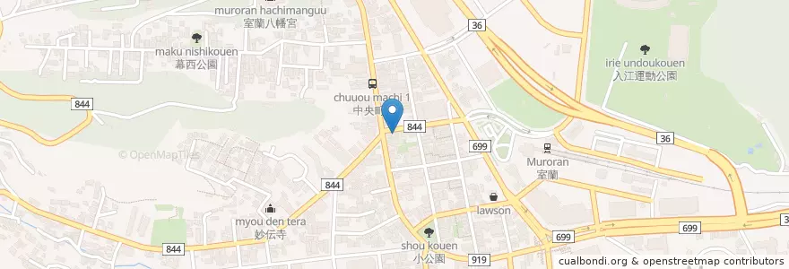 Mapa de ubicacion de 珈琲人 en Japão, 北海道, 胆振総合振興局, 室蘭市.