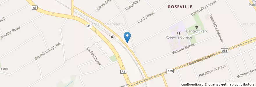 Mapa de ubicacion de Roseville Family Dentist en Australië, Nieuw-Zuid-Wales, Sydney, Ku-Ring-Gai Council.